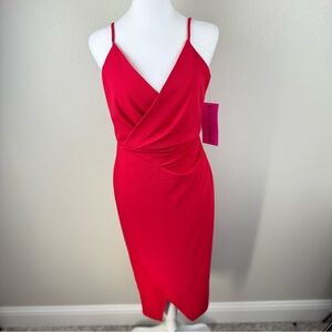 Betsey Johnson Faux Wrap Midi Fire Red Dress Women's Size 2‎